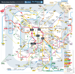 Linhas Ônibus Noturno do Transporte Público de Paris